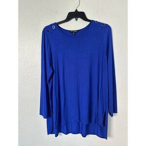 Picadilly Canada Womens Embellished Stretch Hi-Low Top Plus Sz 2XL Royal Blue